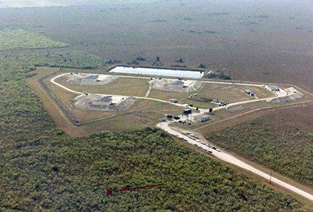 Aerial view of the HM-69 Nike missile launch area in Everglades National Park.
