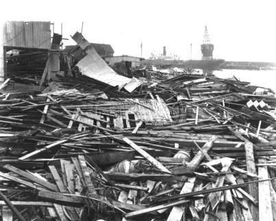 Storm wreckage at the Southern Steamship Company and Gulf Terminals in Tampa.